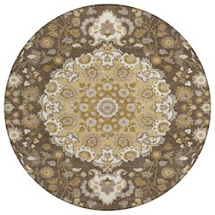 Machine Washable Indoor/Outdoor Chantille ACN2611 Brown 8' x 8' Round Rug