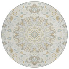 Machine Washable Indoor/Outdoor Chantille ACN2611 Ivory 8' x 8' Round Rug