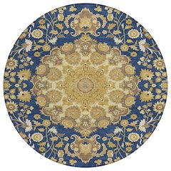 Machine Washable Indoor/Outdoor Chantille ACN2611 Blue 8' x 8' Round Rug