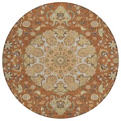 Machine Washable Indoor/Outdoor Chantille ACN2611 Orange 8' x 8' Round Rug