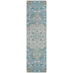 Machine Washable Indoor/Outdoor Chantille ACN2611 Teal 2'3" x 7'6" Runner Rug