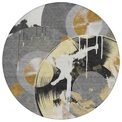 Machine Washable Indoor/Outdoor Chantille ACN2612 Gray 8' x 8' Round Rug
