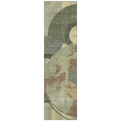 Machine Washable Indoor/Outdoor Chantille ACN2612 Green 2'3" x 7'6" Runner Rug