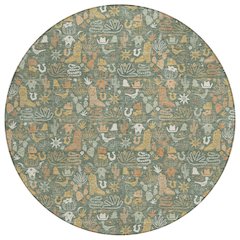 Machine Washable Indoor/Outdoor Chantille ACN2613 Green 8' x 8' Round Rug