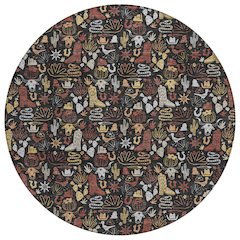 Machine Washable Indoor/Outdoor Chantille ACN2613 Black 8' x 8' Round Rug
