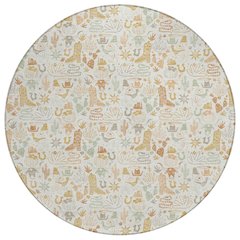 Machine Washable Indoor/Outdoor Chantille ACN2613 Ivory 8' x 8' Round Rug
