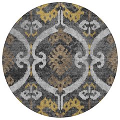 Machine Washable Indoor/Outdoor Chantille ACN2614 Black 8' x 8' Round Rug