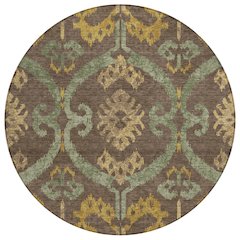 Machine Washable Indoor/Outdoor Chantille ACN2614 Brown 8' x 8' Round Rug