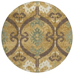 Machine Washable Indoor/Outdoor Chantille ACN2614 Gold 8' x 8' Round Rug