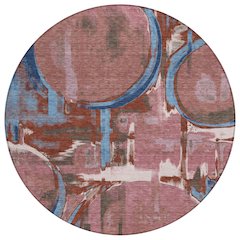 Machine Washable Indoor/Outdoor Chantille ACN2615 Red 8' x 8' Round Rug