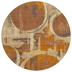 Machine Washable Indoor/Outdoor Chantille ACN2615 Orange 8' x 8' Round Rug