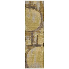 Machine Washable Indoor/Outdoor Chantille ACN2615 Gold 2'3" x 7'6" Runner Rug