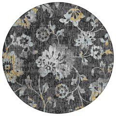 Machine Washable Indoor/Outdoor Chantille ACN2616 Black 8' x 8' Round Rug