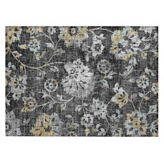 Machine Washable Indoor/Outdoor Chantille ACN2616 Black 1'8" x 2'6" Rug