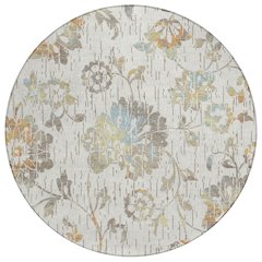 Machine Washable Indoor/Outdoor Chantille ACN2616 Ivory 8' x 8' Round Rug