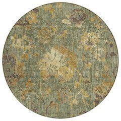 Machine Washable Indoor/Outdoor Chantille ACN2616 Green 8' x 8' Round Rug