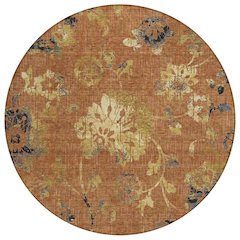 Machine Washable Indoor/Outdoor Chantille ACN2616 Orange 8' x 8' Round Rug