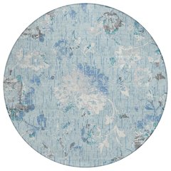 Machine Washable Indoor/Outdoor Chantille ACN2616 Blue 8' x 8' Round Rug