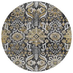 Machine Washable Indoor/Outdoor Chantille ACN2617 Black 8' x 8' Round Rug
