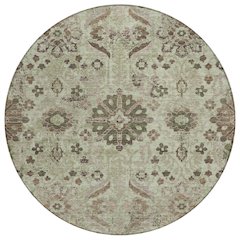 Machine Washable Indoor/Outdoor Chantille ACN2617 Green 8' x 8' Round Rug