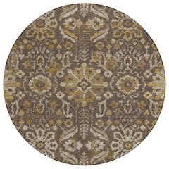 Machine Washable Indoor/Outdoor Chantille ACN2617 Brown 8' x 8' Round Rug