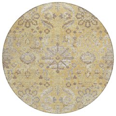 Machine Washable Indoor/Outdoor Chantille ACN2617 Gold 8' x 8' Round Rug