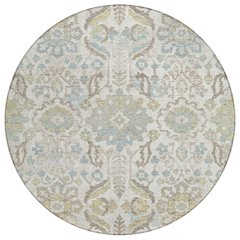 Machine Washable Indoor/Outdoor Chantille ACN2617 Ivory 8' x 8' Round Rug