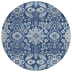 Machine Washable Indoor/Outdoor Chantille ACN2617 Blue 8' x 8' Round Rug