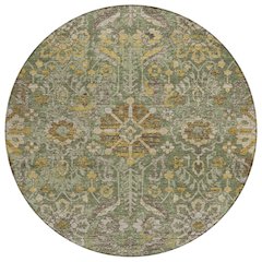 Machine Washable Indoor/Outdoor Chantille ACN2617 Green 8' x 8' Round Rug