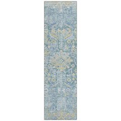 Machine Washable Indoor/Outdoor Chantille ACN2617 Teal 2'3" x 7'6" Runner Rug