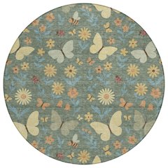 Machine Washable Indoor/Outdoor Chantille ACN2618 Green 8' x 8' Round Rug