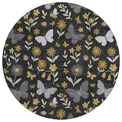 Machine Washable Indoor/Outdoor Chantille ACN2618 Black 8' x 8' Round Rug