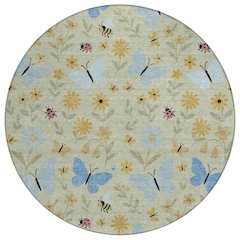 Machine Washable Indoor/Outdoor Chantille ACN2618 Green 8' x 8' Round Rug