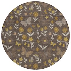 Machine Washable Indoor/Outdoor Chantille ACN2618 Brown 8' x 8' Round Rug