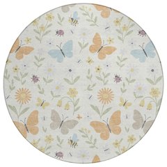 Machine Washable Indoor/Outdoor Chantille ACN2618 Ivory 8' x 8' Round Rug