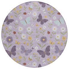 Machine Washable Indoor/Outdoor Chantille ACN2618 Purple 8' x 8' Round Rug