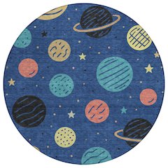 Machine Washable Indoor/Outdoor Chantille ACN2619 Blue 8' x 8' Round Rug