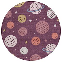 Machine Washable Indoor/Outdoor Chantille ACN2619 Purple 8' x 8' Round Rug