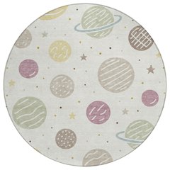 Machine Washable Indoor/Outdoor Chantille ACN2619 Ivory 8' x 8' Round Rug