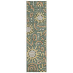 Machine Washable Indoor/Outdoor Chantille ACN2620 Green 2'3" x 7'6" Runner Rug