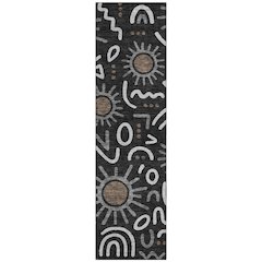 Machine Washable Indoor/Outdoor Chantille ACN2620 Black 2'3" x 7'6" Runner Rug
