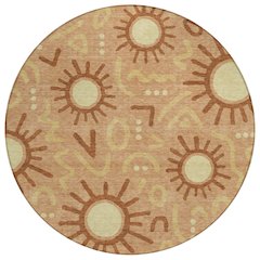 Machine Washable Indoor/Outdoor Chantille ACN2620 Orange 8' x 8' Round Rug