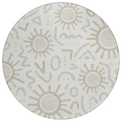 Machine Washable Indoor/Outdoor Chantille ACN2620 Ivory 8' x 8' Round Rug