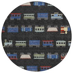 Machine Washable Indoor/Outdoor Chantille ACN2621 Black 8' x 8' Round Rug