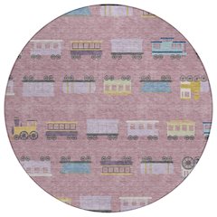 Machine Washable Indoor/Outdoor Chantille ACN2621 Pink 8' x 8' Round Rug