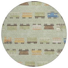 Machine Washable Indoor/Outdoor Chantille ACN2621 Green 8' x 8' Round Rug