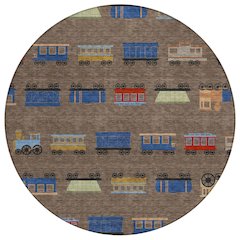 Machine Washable Indoor/Outdoor Chantille ACN2621 Brown 8' x 8' Round Rug