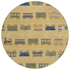 Machine Washable Indoor/Outdoor Chantille ACN2621 Gold 8' x 8' Round Rug