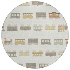 Machine Washable Indoor/Outdoor Chantille ACN2621 Ivory 8' x 8' Round Rug