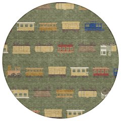 Machine Washable Indoor/Outdoor Chantille ACN2621 Green 8' x 8' Round Rug